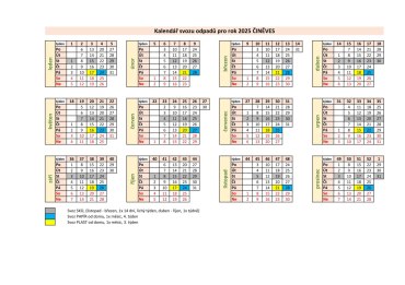 Kalendář svozu odpadů 2025